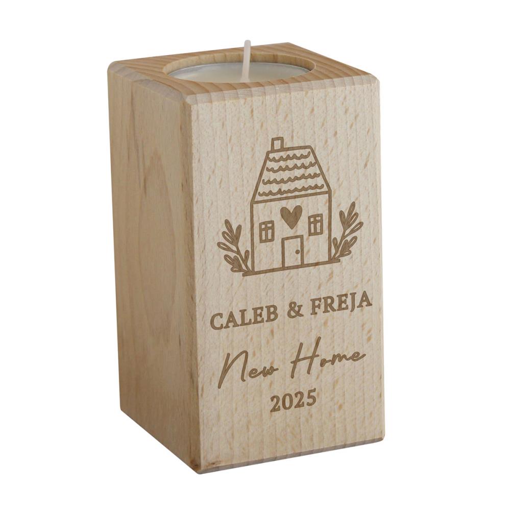 Personalised New Home Wooden Tealight Holder £11.69
